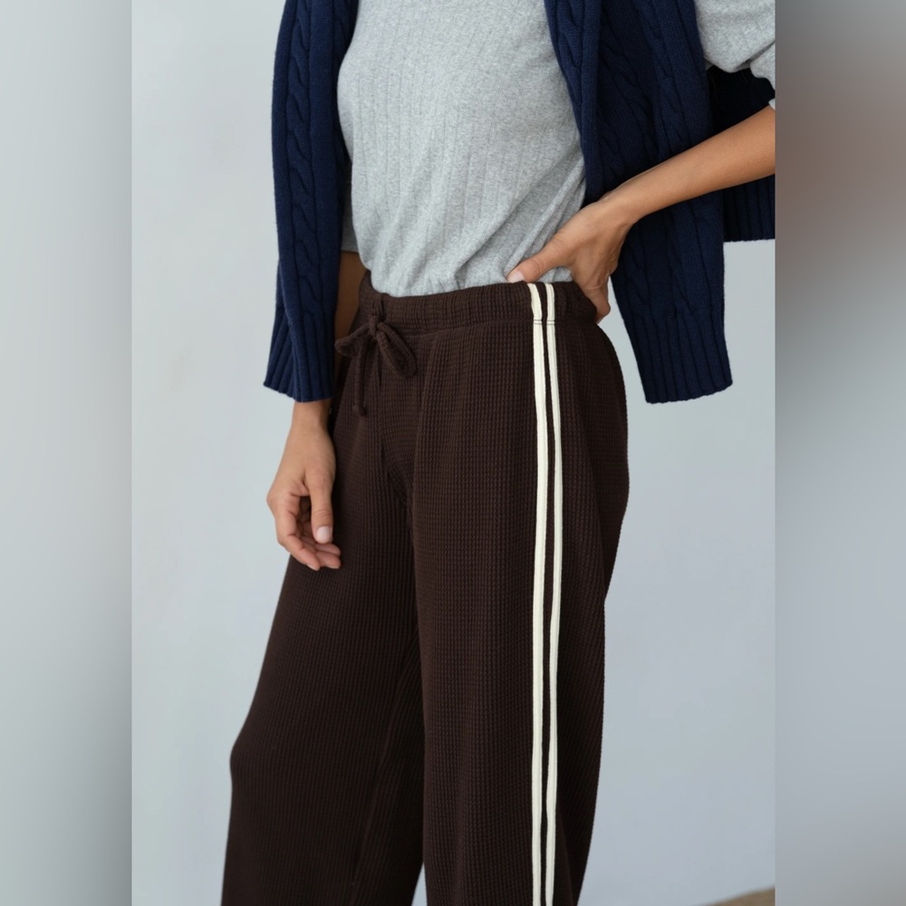 DONNI The Thermal Crop Stripe Pant Color:Espresso XL